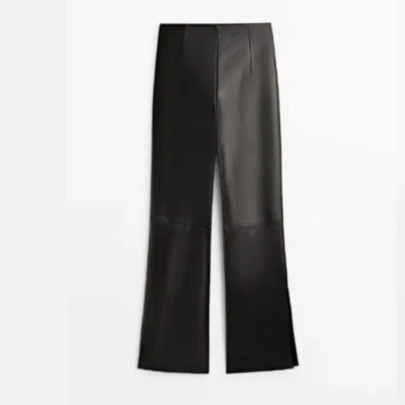 NWT. Massimo Dutti Limited Edition Nappa Black Leather Trousers. Size XS.